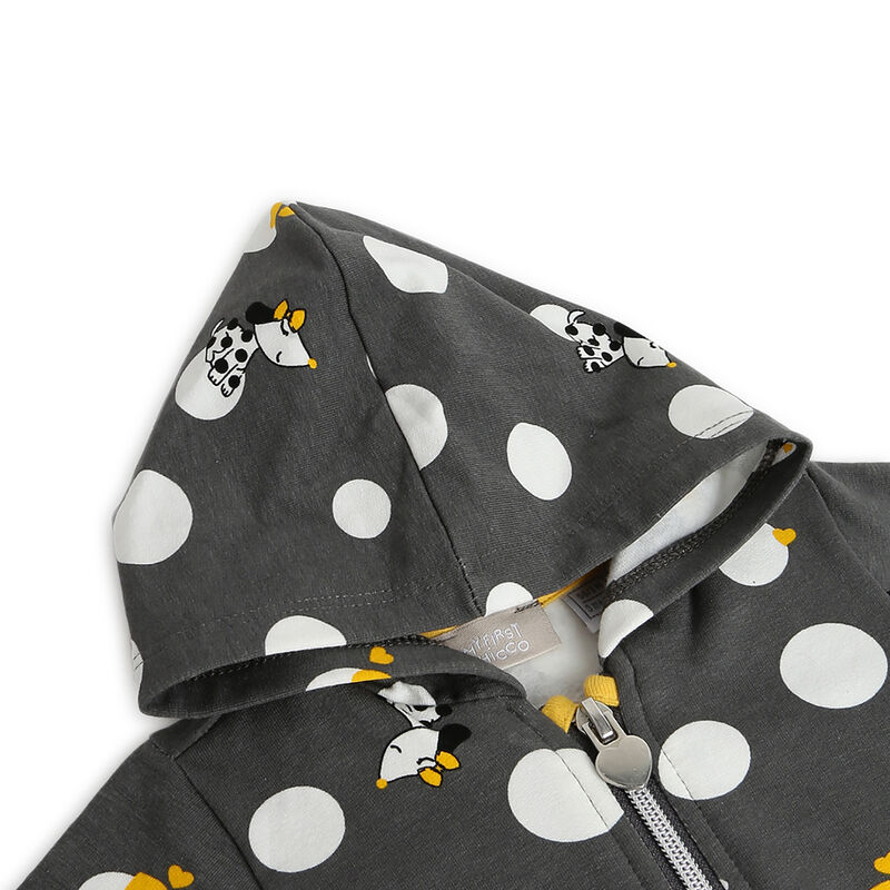Girls Dark Grey Printed Cardigan image number 2